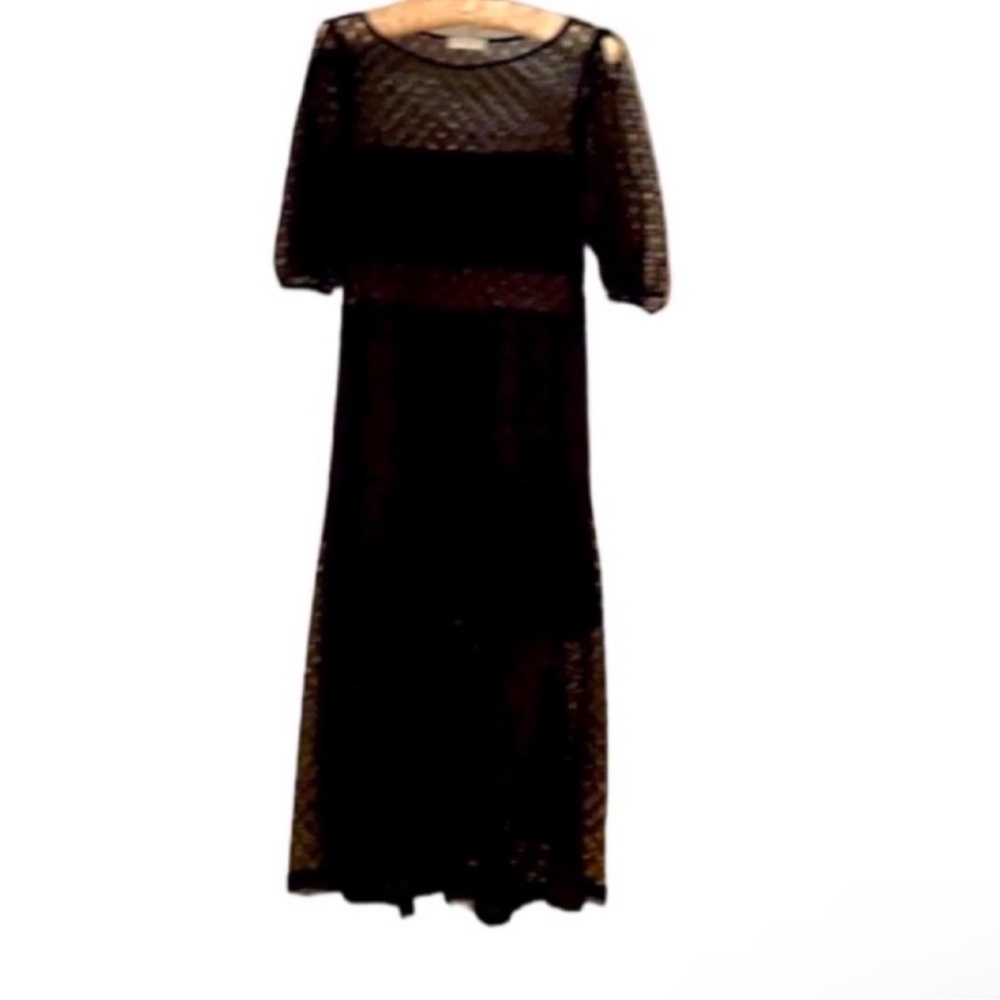 Authentic Sandro designer lace cut out overlay black dress sz M 4-6 - Picture 5 of 7